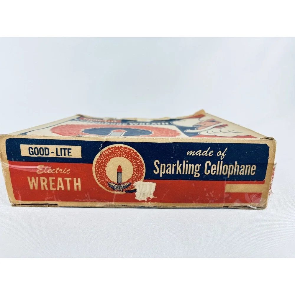 Vintage Good-Lite Electric Wreath of‎ Red Sparkling Cellophane Light Christmas